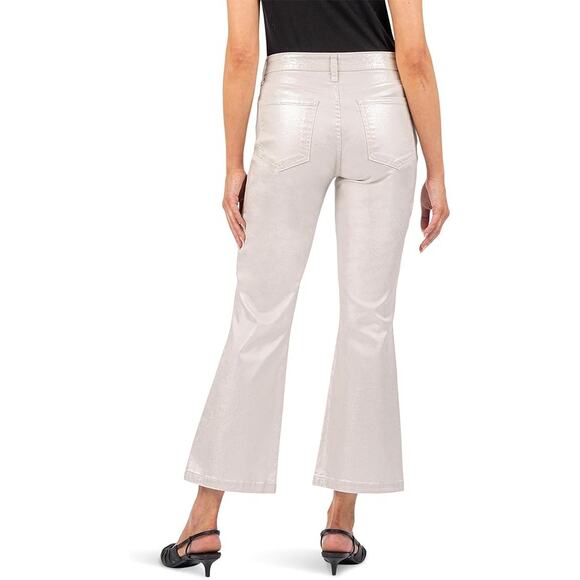 Kut from the Kloth Sz 8 Silver Kelsey High Rise Fab Ab Ankle Flare Pants HR8-4 - Picture 2 of 9